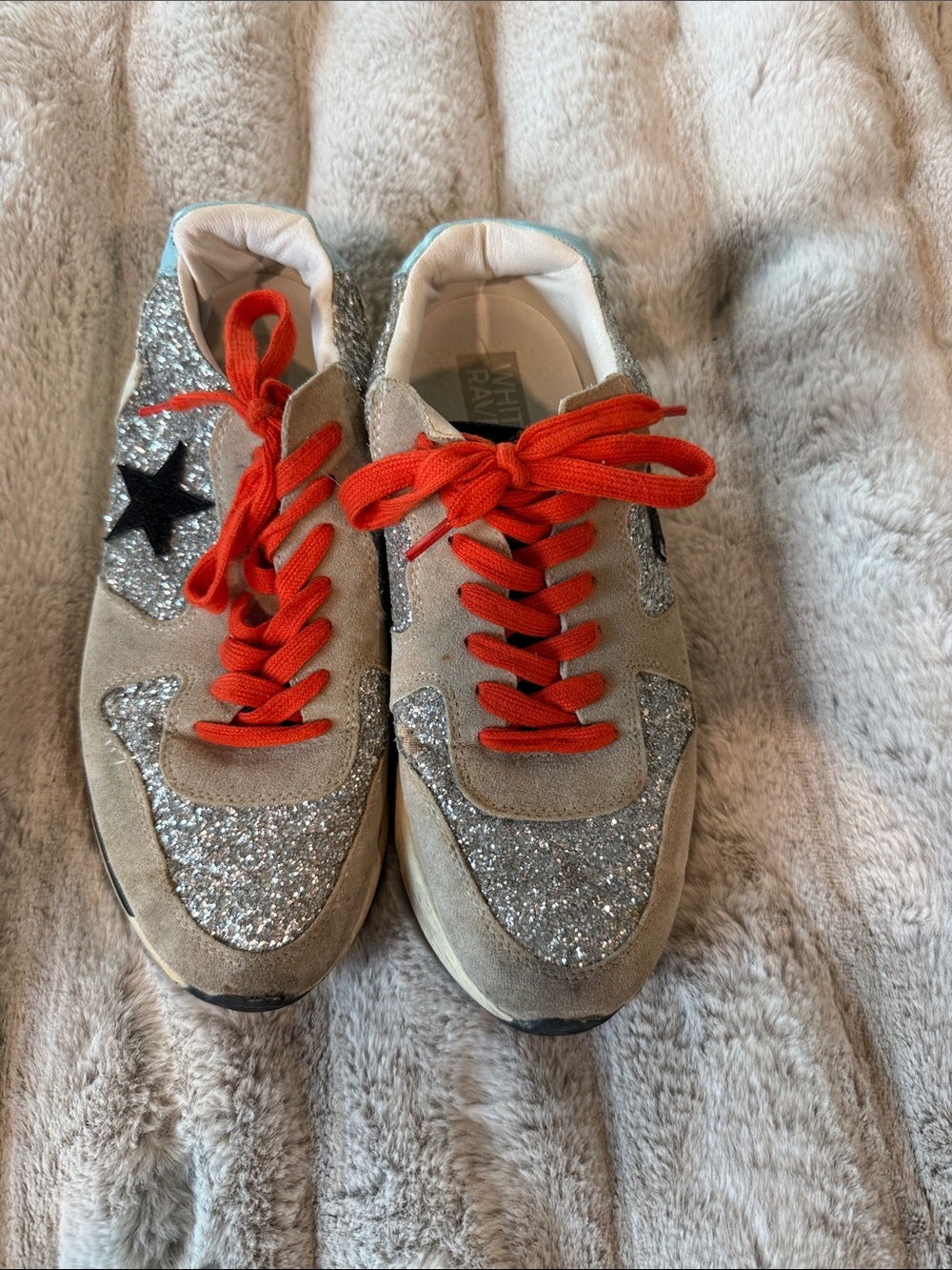 Sparkle Suede Low-Top Sneakers with Red Laces